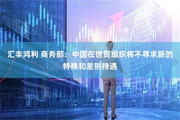 汇丰鸿利 商务部：中国在世贸组织将不寻求新的特殊和差别待遇